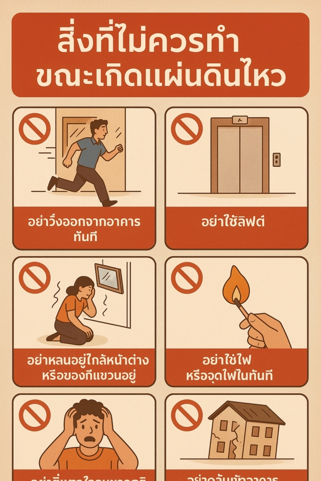 ห้ามทำสิ่งนี้ในขณะแผ่นดินไหว