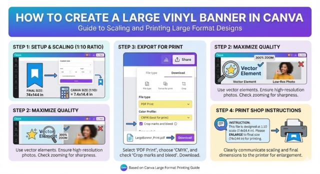 วิธีทำป้ายไวนิลขนาดใหญ่ (เกิน 36x72 นิ้ว) ใน Canva ให้ภาพคมชัด ไม่แตก!